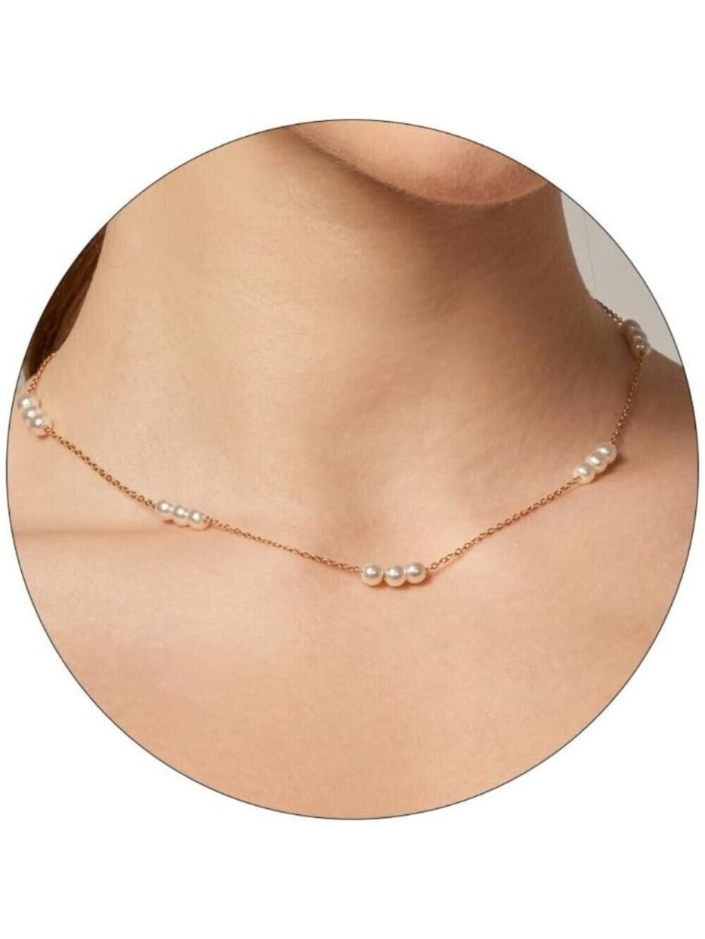 Jewigo 18K Gold Plated Pearl Choker Necklace for Women Dainty Pendant